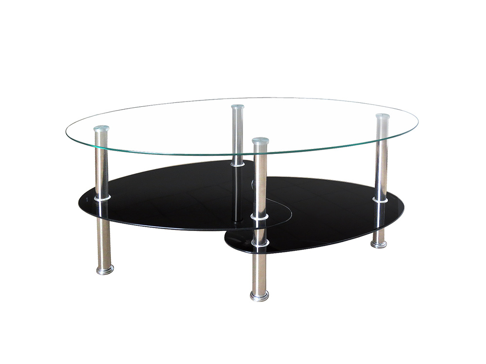 HANNE 01 coffee table Glass clear / Glass black B 90, H 43, T 55 cm